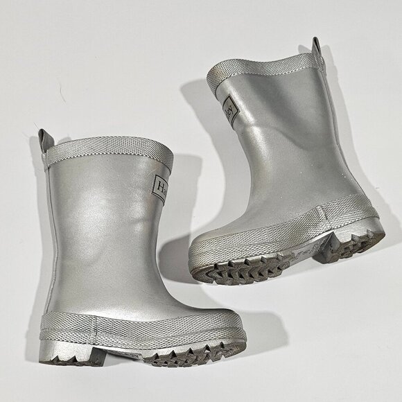 Hatley Silver Metallic Rain Boots Baby Toddler Girl Size 6 - Picture 8 of 9